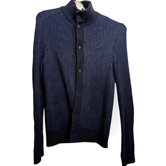 Banana Republic Men's Cardigan Sweater – Medium – Navy/Black – 100% Cotton - Picture 2 of 5